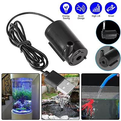 USB Small Water Pump 5V Mini Mute Submersible 1M Cable Garden Home Fountain Tool • $6.99