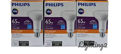 3 Philips LED Dimmable 7.2W LED = 65W Soft White 650 Brightness Bulb BR30 457044 • $19.99