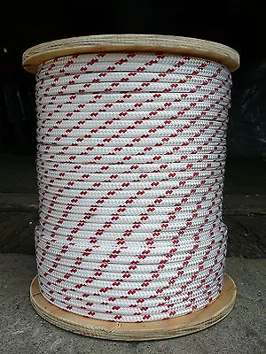 Sailboat Rigging Rope 5/16  X 50' White/Red Double Braided Sheet Halyard Line • $38