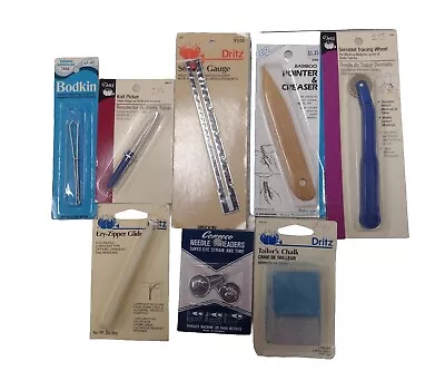 Lot Of 8 Pks. Of Vtg Sewing Tools And Accessories Dritz Bodkin EZ Coneeco NOS • $24