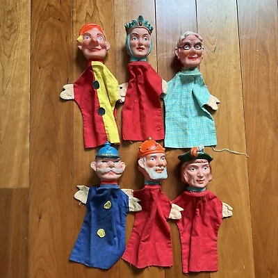 $40 • Buy Lot Of 6 Vintage Punch And Judy Rubber Face Hand Puppets 60s - Mr. Rogers