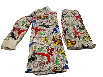 $45 • Buy VINTAGE 1994 POWER RANGERS USA MADE LONG EDDIES Pajamas Set! BOYS 8