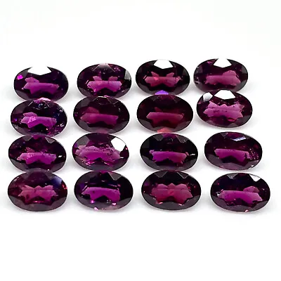 16 Pcs Natural Rhodolite Garnet 6x4mm Oval Cut Loose Untreated Gemstones Lot • $12.50