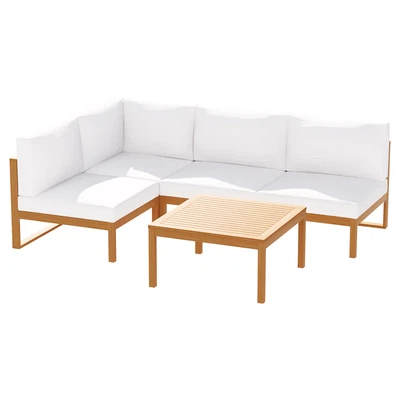 $1317.14 • Buy 5 Pieces Outdoor Sofa Set 4-Seater Acacia Wood Corner Lounge Setting