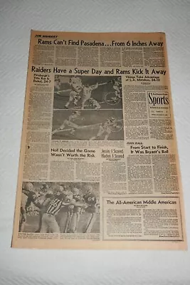 1976 Los Angeles Times * Vikings Def Rams * Raiders Def Steelers * NFL Playoffs • $25