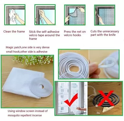 White Large Window Screen Mesh Net Insect Fly Bug Mosquito Moth Door Netting New • £3.29