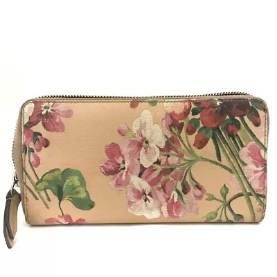 GUCCI Flora Leather Zip Around Long Wallet/4X1005 • $1