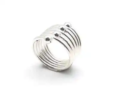 Multi Band Silver Ball Ring - 925 Sterling Silver - Spiral Ball Ring - Silver • $7.79