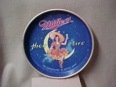 Miller High Life Beer Girl In The Moon Serving Tray Champagne Of Bottle Beer • $59