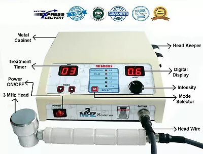 Portable Ultrasound Therapy Machine 3MHz Frequency Digital Physio Equipment M5D • £155