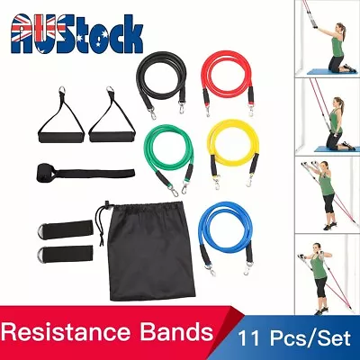 $15.99 • Buy 11PCS Resistance Exercise Bands Yoga Pilates Strap Home Gym Tube Fitness Workout