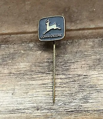 Vintage John Deere Lapel Stick Pin Black Enamel & Goldtone 1.5 + Inches Farmcore • $10