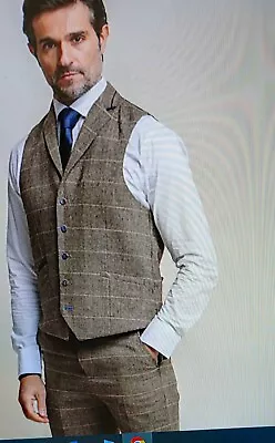 Cavani Albert Brown Check Waistcoat Size 44 R • £30