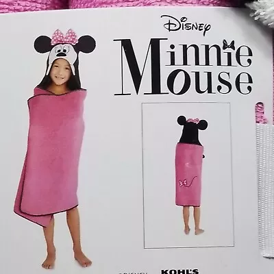 Disney Minnie Mouse Hooded Beach Swim Bath Wrap Towel 25  X 50  Pink The Big One • $19.54