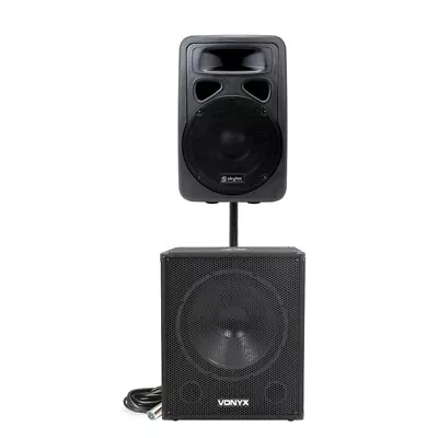 Skytec SP1200A 12  Active PA Speaker With SWA18 Subwoofer Pole And Cables 1600W • £469