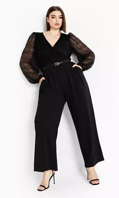 City Chic Ladies Katalina Long Sleeve Jumpsuit Size 14 XS Colour Black • $39.99