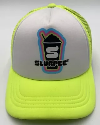 NEW!! 7-11 Slurpee Retro Design Neon Yellow Trucker Snapback Hat LIMITED EDITION • $19.50