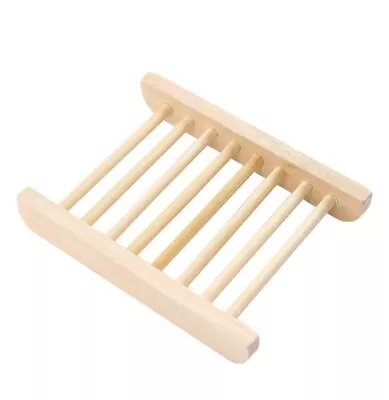 1 Natural Wooden Soap Tray Bathroom Kitchen Bamboo Holder Dish Box Rack • £3.99