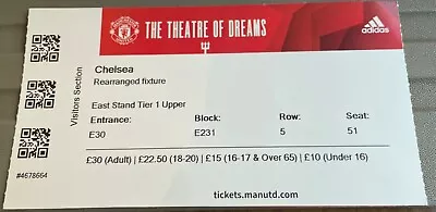 £10 • Buy Manchester United V Chelsea Premier League Used Ticket Stub -  Season 2022/2023 