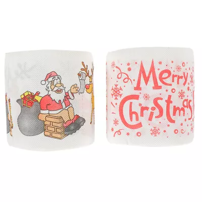  2 Roll Christmas Printed Toilet Paper Colored Colorful Tissue Gift • £10.75