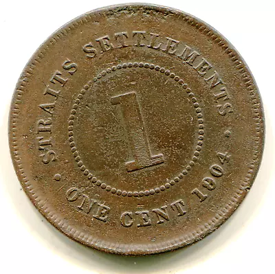 Straits Settlements  Cent 1904 KM-19 Nice Toned Coin    Lotapr4215 • $14.75