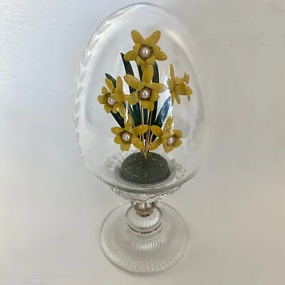 Franklin Mint  House Of Faberge  Crystal Daffodil Bouquet Egg - Pearl Gold Trim • $39.75