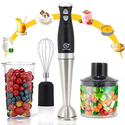 4 In 1 Electric Hand Blender Set Lunar Whisk Chopper Bowl Stick Food Processor • £22.82