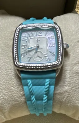Beautiful Judith Ripka Stainless Steel Blue Silicone  Band Watch #11 • $45