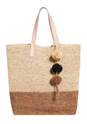 Mar Y Sol Montauk Sand Colorblock Raffia Handmade Tote Bag - MSRP $165.00 • $60