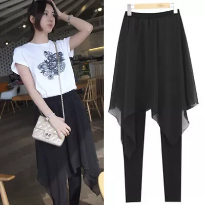£8.92 • Buy Plus Size Women Chiffon Skirts Long Legging Skirt Pants Thin Material S-5XL F2