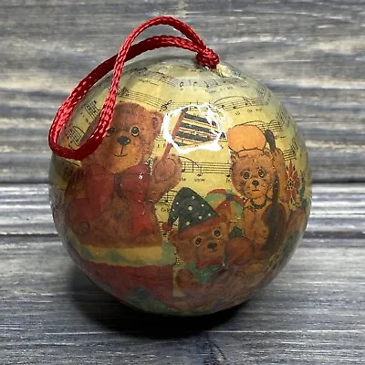 Vintage Christmas Ornament Paper Wrapped Globe Teddy Bears Sheet Music 3” • $14.99