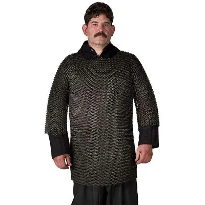 48  Size Butted Chainmail Shirt Mild Steel 10 Mm Chain Mail Armor For Adult LARP • £112.56