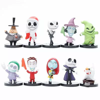 10Pcs Halloween The Nightmare Before Christmas Jack Skellington Mini Figure Toy • £18.52