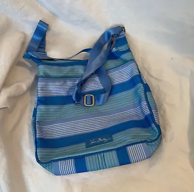 Vera Bradley Crossbody Shoulder Bag Purse Adjustable Strap 4 Pocket Blue Stripes • $14.97