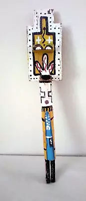 Route 66 Trading Post Folk Art Hand Carved Painted Tableta Hanging Kachina 21  • $99
