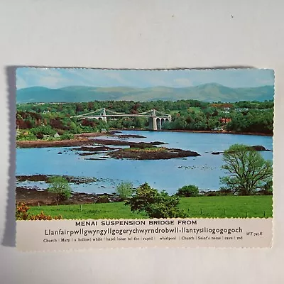 Postcard Menai Suspension Bridge From Llanfair Anglesey Wales  • £1.30