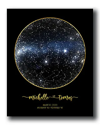 Star Map Print Custom By Date Chart Poster Gift Constellation St9 • $53.99