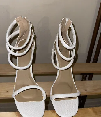 £10 • Buy White HIGH HEEL ANKLE STRAP SHOES SANDALS -UK Size 7