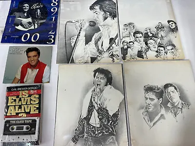 Elvis Lot Of Items Book/tape Calendars Ready To Frame Drawings • $21