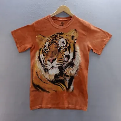 £11.59 • Buy The Mountain T Shirt Small Orange Graphic Print Tiger Dyed Short Sleeve Mens