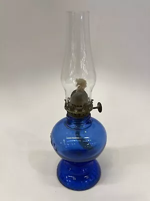 Vintage Handy Lamp Cobalt Glass Hurricane Oil Lamp 7.5  • $10.50