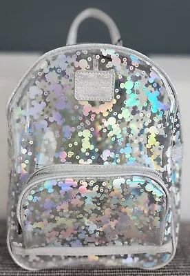 Disney Parks Loungefly Magic Mirror Metallic Holographic Clear Mini Backpack 🔥  • $89.99