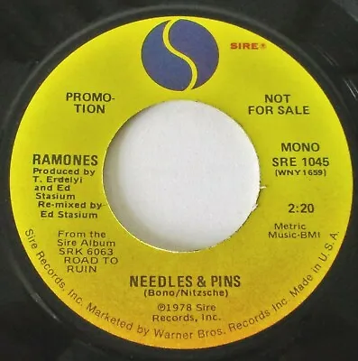 Ramones - Needles & Pins USA 1978 Sire Mono / Stereo Promotional 7  Single • £35.19