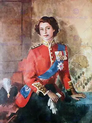 Painting Queen Elizabeth Ii Military Regalia Portrait Art Print Poster Cc1037 • £11.99