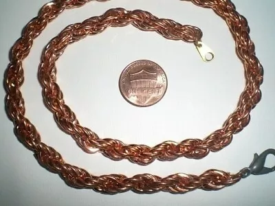 VINTAGE COPPER COATED STEEL ROPE 7mm. THICK 18  CHAIN NECKLACE R539 • $2.99