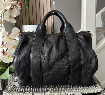Beautiful MELROSE GLAM BARREL STYLE BRASS STUDDED BLACK LEATHER Bag Handbag • £34