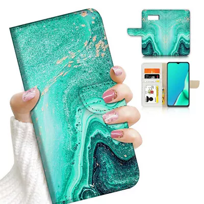 ( For Samsung S7 ) Wallet Flip Case Cover AJ23772 Green Marble Crystal • $12.99