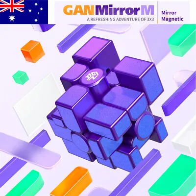 AU Stock GAN  Mirror M Cube 3x3 Magnetic UV  Purple Speed Cube Puzzle Xmas Toys • $49.99