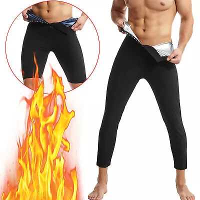 Men Sauna Pants Sweat Leggings Hot Thermo Capris High Waist Compression Gym Suit • $13.29