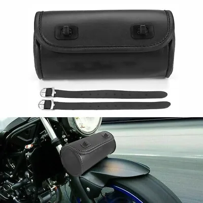 PU Leather Motorcycle Bike Front Fork Tool Bag SaddleBag Storage Pouch Handlebar • $22.60